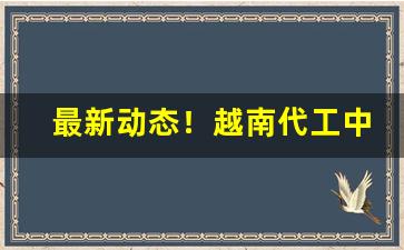 最新动态！越南代工中华“八音齐奏”