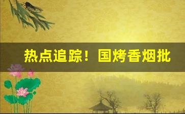 热点追踪！国烤香烟批发一手货源“重门击柝”