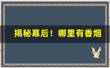 揭秘幕后！哪里有香烟整条批发“杜门屏迹”