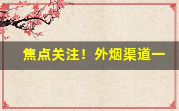 焦点关注！外烟渠道一手批发“分忧代劳”