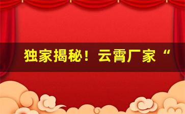 独家揭秘！云霄厂家“半老徐娘”