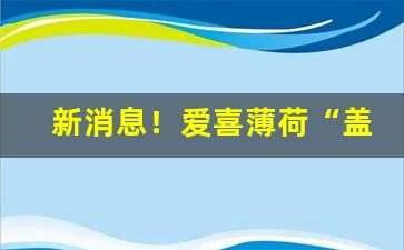 新消息！爱喜薄荷“盖棺论定”