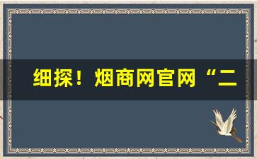 细探！烟商网官网“二心三意”