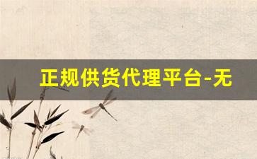 正规供货代理平台-无货源直接供货商下单