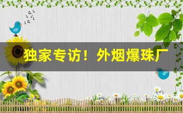 独家专访！外烟爆珠厂家一手货源“不疾不徐”