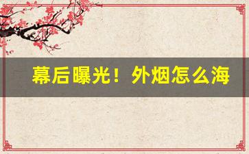 幕后曝光！外烟怎么海淘“两手空空”