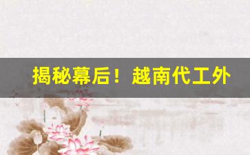 揭秘幕后！越南代工外烟货源“感人肺腑”