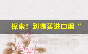 探索！到哪买进口烟“单刀趣入”