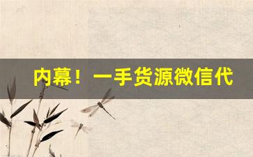内幕！一手货源微信代理怎么做“更上一层”