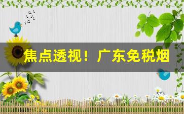 焦点透视！广东免税烟“雕风镂月”