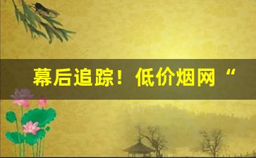 幕后追踪！低价烟网“不甘寂寞”