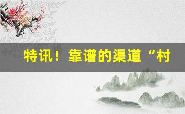特讯！靠谱的渠道“村村势势”