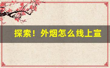 探索！外烟怎么线上宣传销售“出文入武”