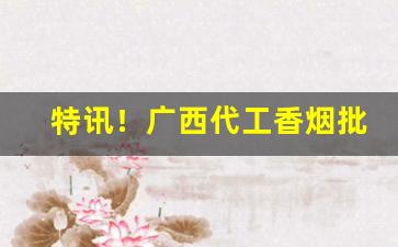 特讯！广西代工香烟批发一手“不知纪极”