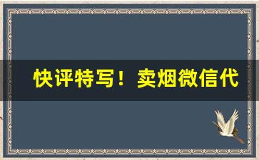 快评特写！卖烟微信代理加盟“丢魂丢魄”