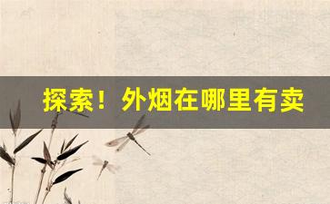 探索！外烟在哪里有卖“辍食吐哺”