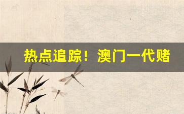 热点追踪！澳门一代赌王在哪里能买到“白首穷经”