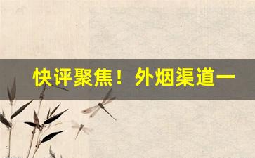 快评聚焦！外烟渠道一手货源供应商微商平台“二三其意”